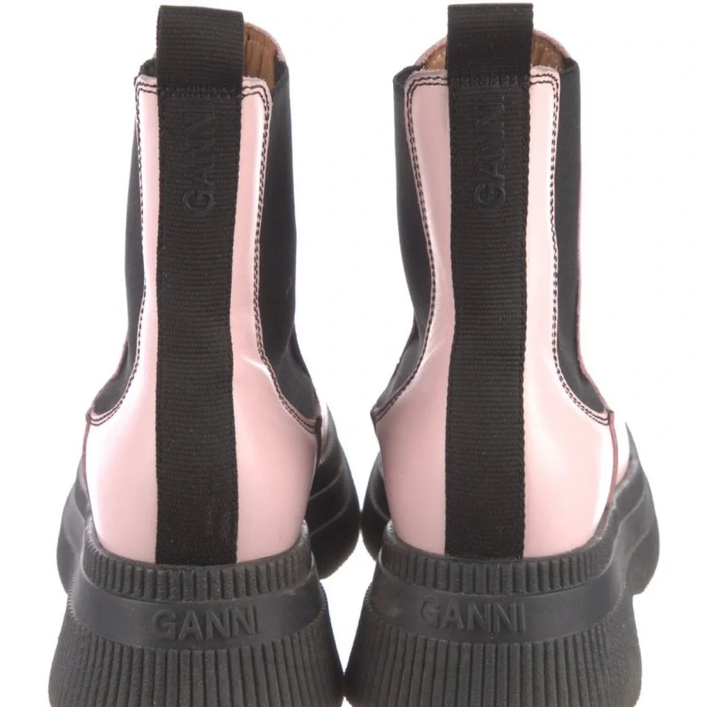 GANNI Pink Leather Chunky Chelsea Boots - Picture 4 of 5